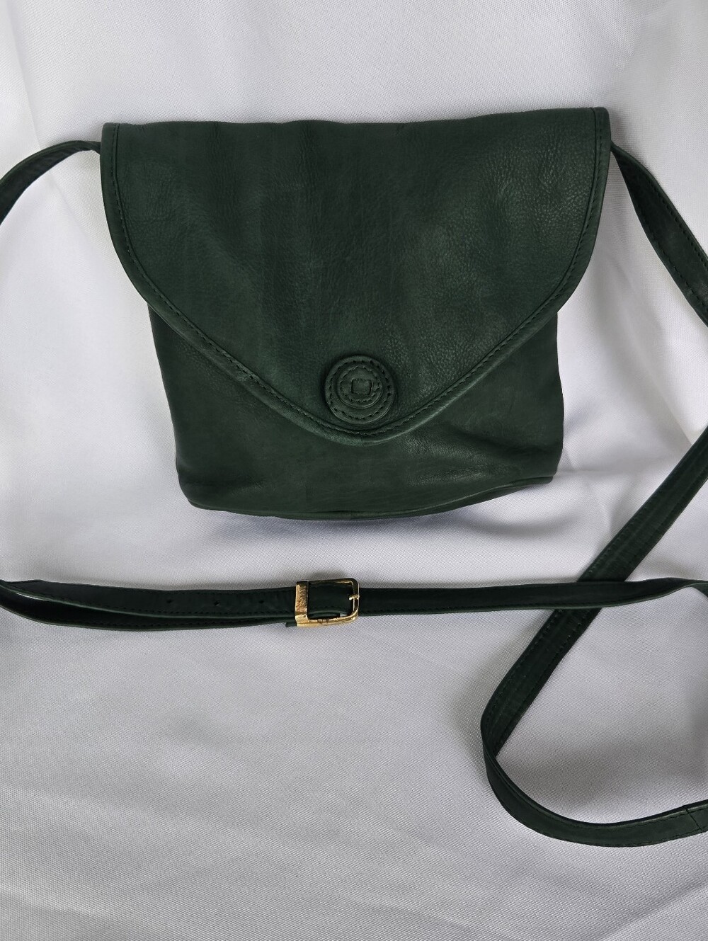 Vintage Barganza Genuine Leather Forest Green Crossbody Bag